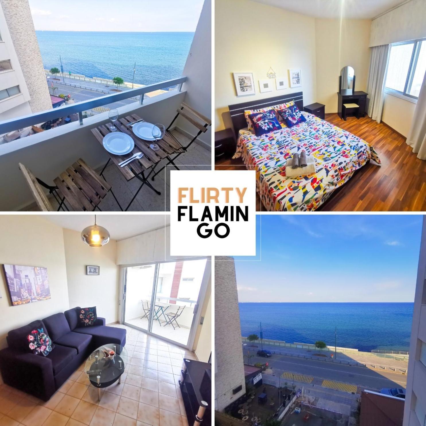 Flirty Flamingo Seaview Seafront Apartment Larnaca Esterno foto